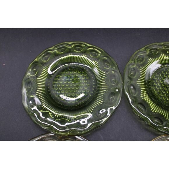 Vintage Bartlett Collins 3 Green & 3 Amber Glass  Bread Plates 5 3/4” - Picture 2 of 13